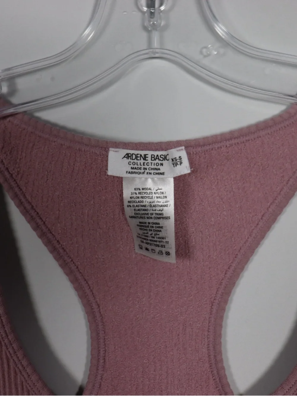 Ardene Pink Ribbed Cropped Racerback Tank Top XS/S - Picture 5 of 8